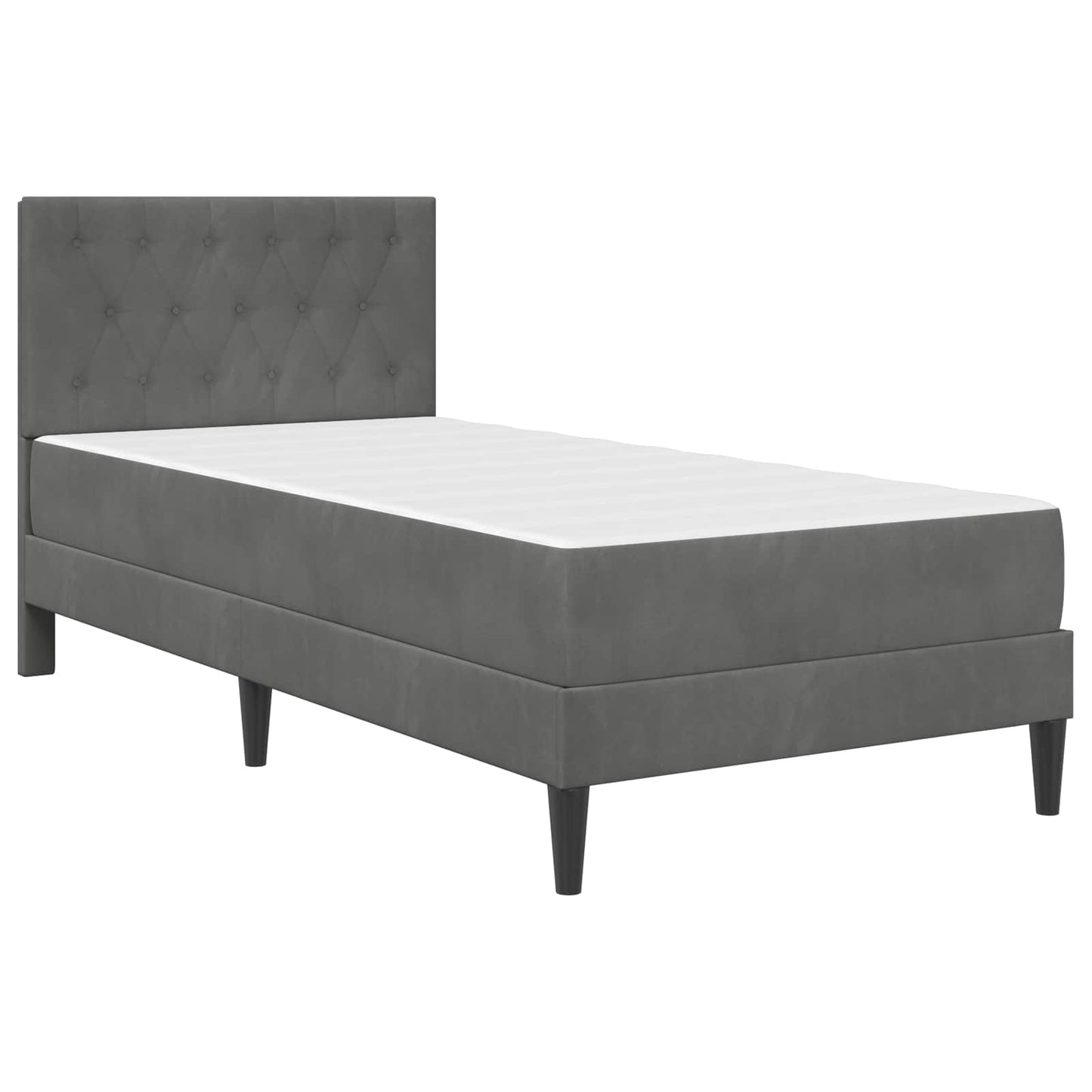 vidaXL Bed Frame with Mattress Dark Grey 90 x 190 cm Velvet