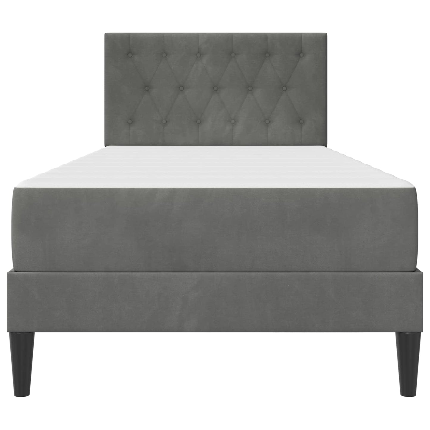 vidaXL Bed Frame with Mattress Dark Grey 90 x 190 cm Velvet