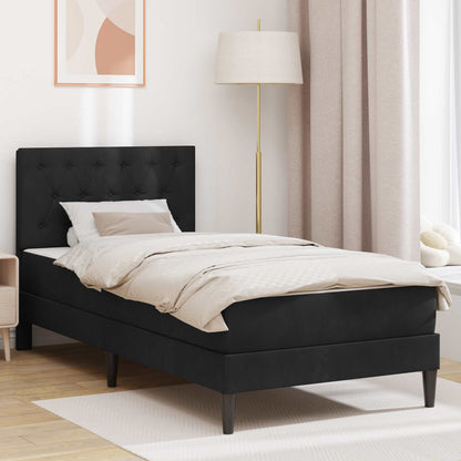 vidaXL Bed Frame with Mattress with Headboard Black 90 x 190 cm Velvet