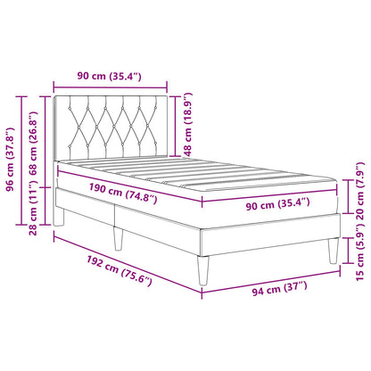 vidaXL Bed Frame with Mattress with Headboard Black 90 x 190 cm Velvet