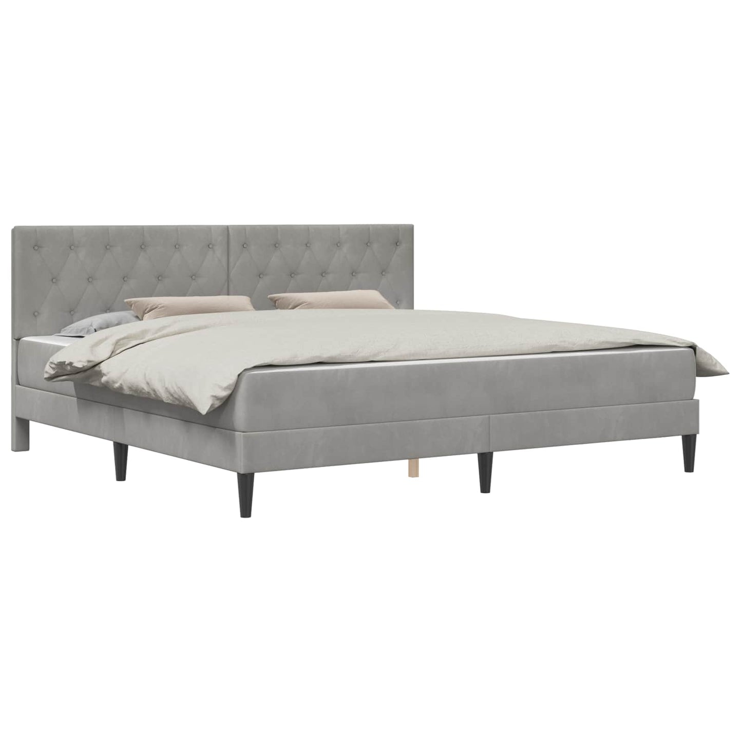vidaXL Bed Frame with Mattress Light Grey 180 x 200 cm Velvet