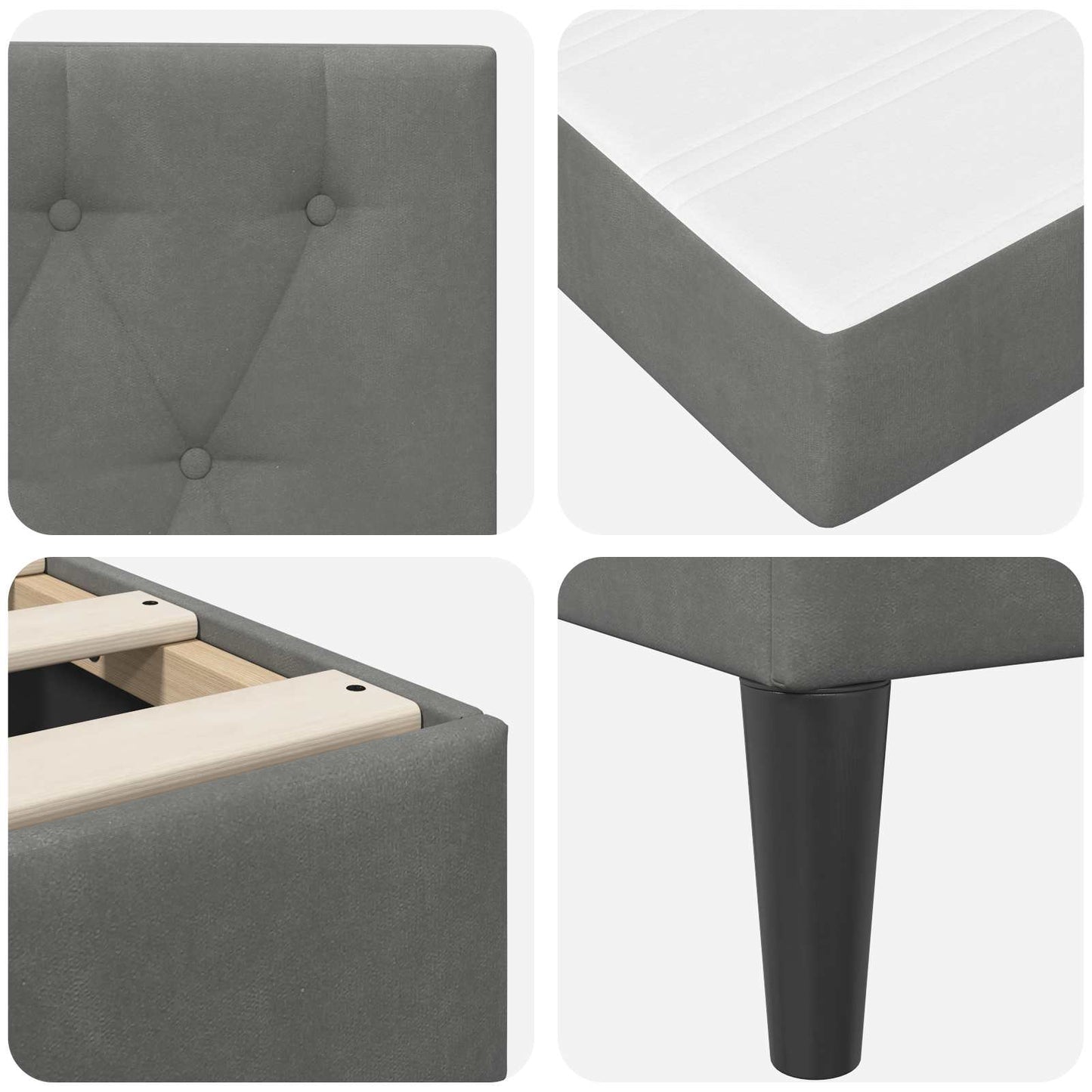 vidaXL Bed Frame with Mattress Dark Grey 180 x 200 cm Velvet