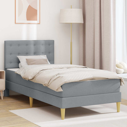 vidaXL Bed Frame with Mattress Light Grey 90 x 190 cm Fabric