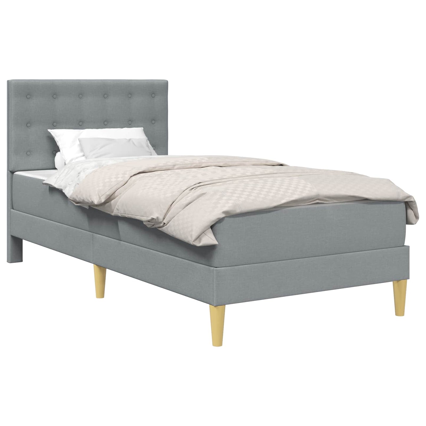 vidaXL Bed Frame with Mattress Light Grey 90 x 190 cm Fabric