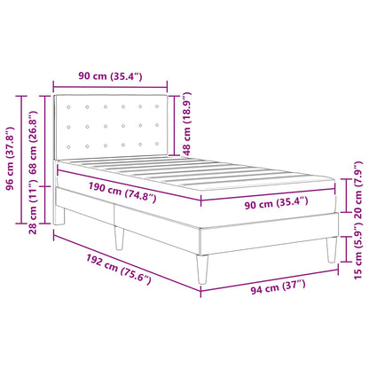 vidaXL Bed Frame with Mattress Light Grey 90 x 190 cm Fabric