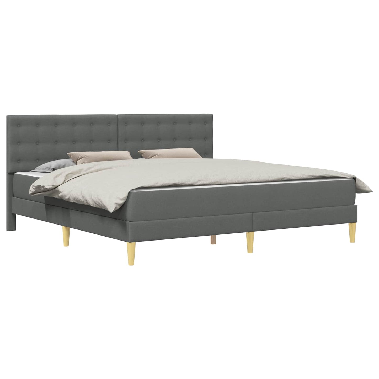 vidaXL Bed Frame with Mattress Dark Grey Fabric