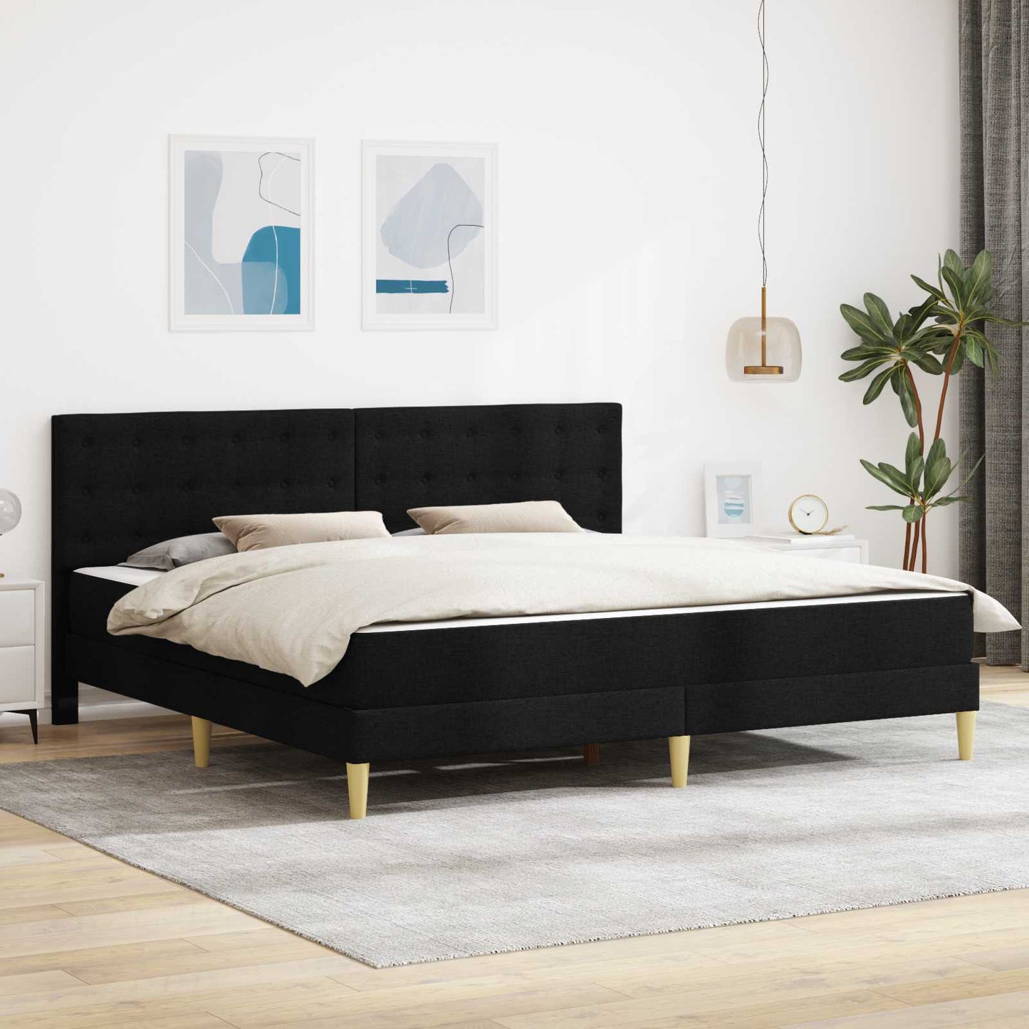 vidaXL Bed Frame with Mattress Black 180 x 200 cm Fabric