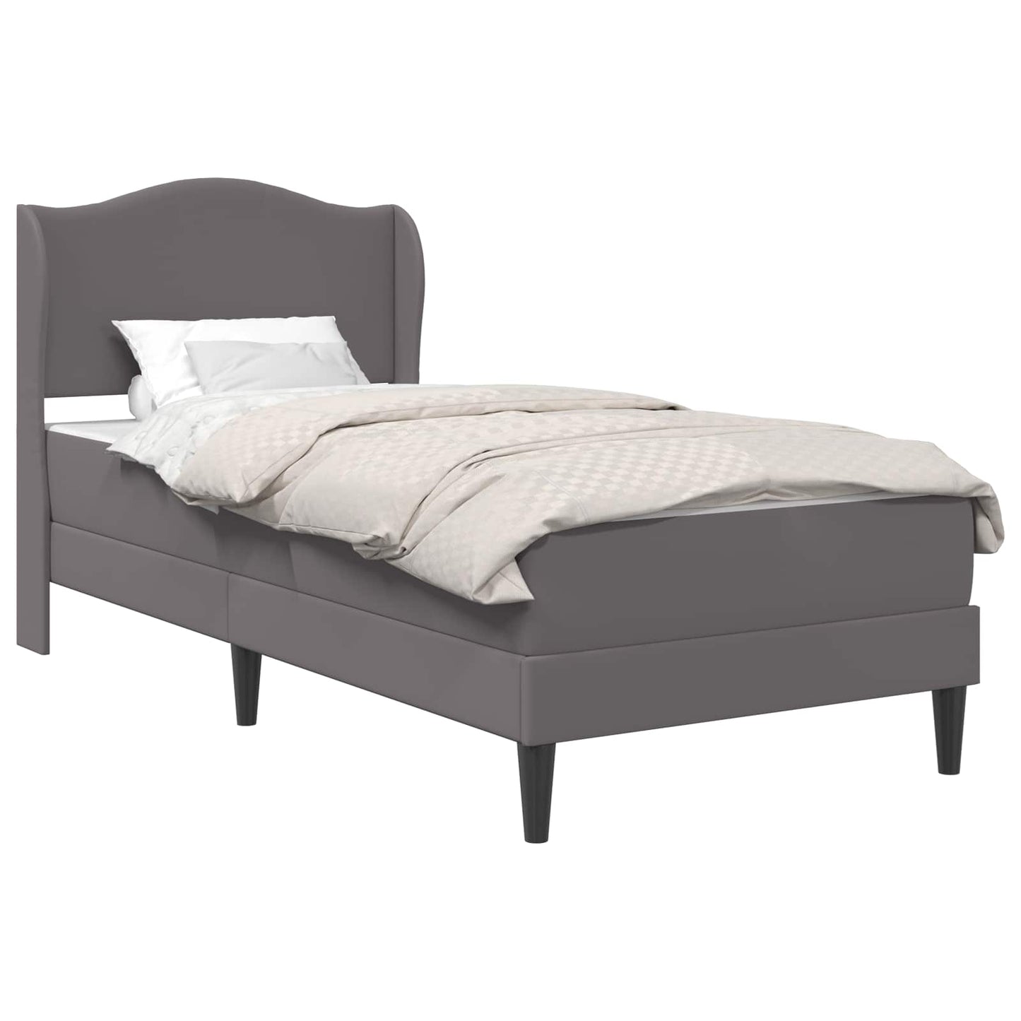 vidaXL Bed Frame with Headboard Grey 90 x 190 cm Faux Leather