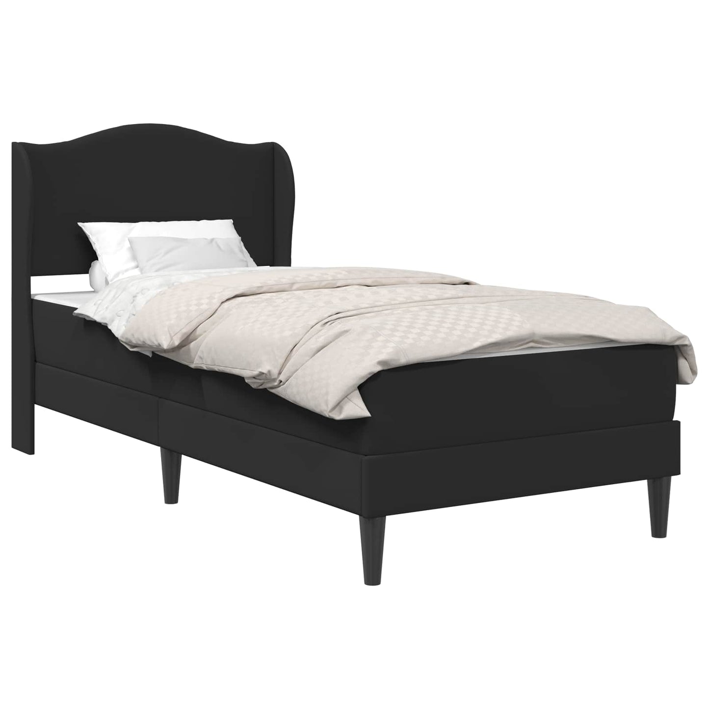 vidaXL Bed Frame with Headboard Black 90 x 190 cm Faux Leather