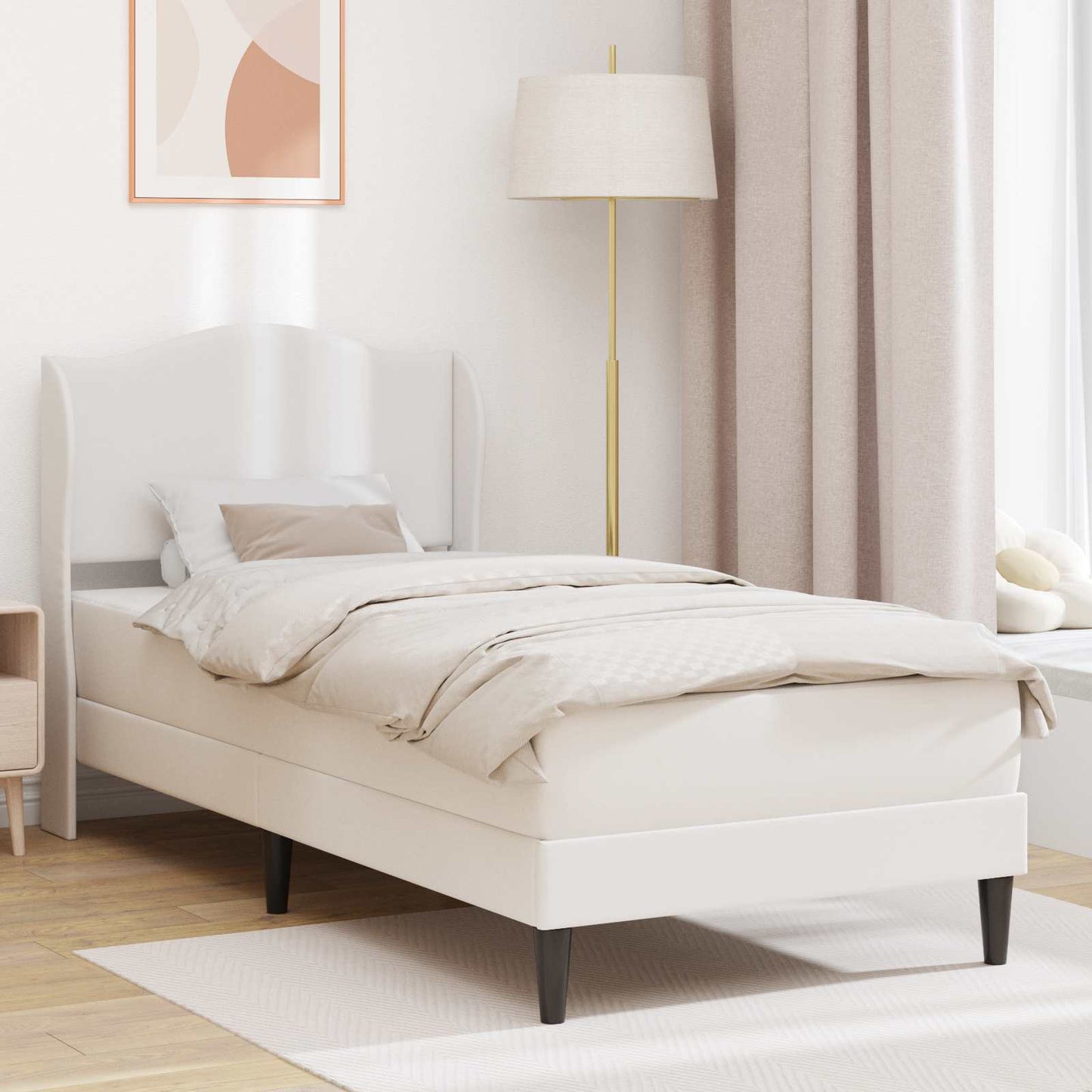 vidaXL Bed Frame with Headboard White 90 x 190 cm Faux Leather