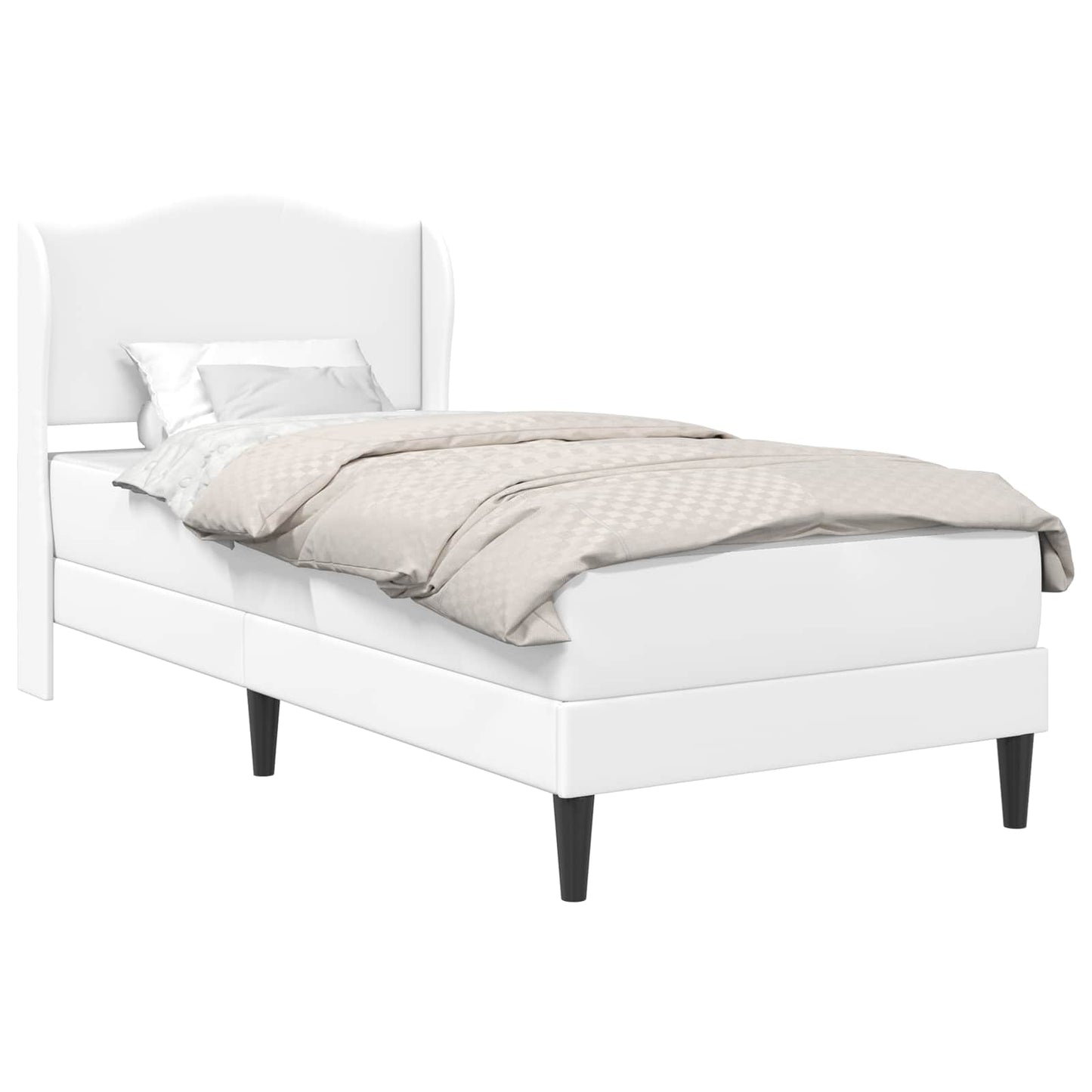 vidaXL Bed Frame with Headboard White 90 x 190 cm Faux Leather