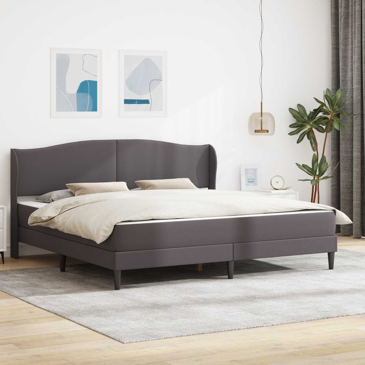 vidaXL Bed Frame with Headboard Grey 180 x 200 cm Faux Leather