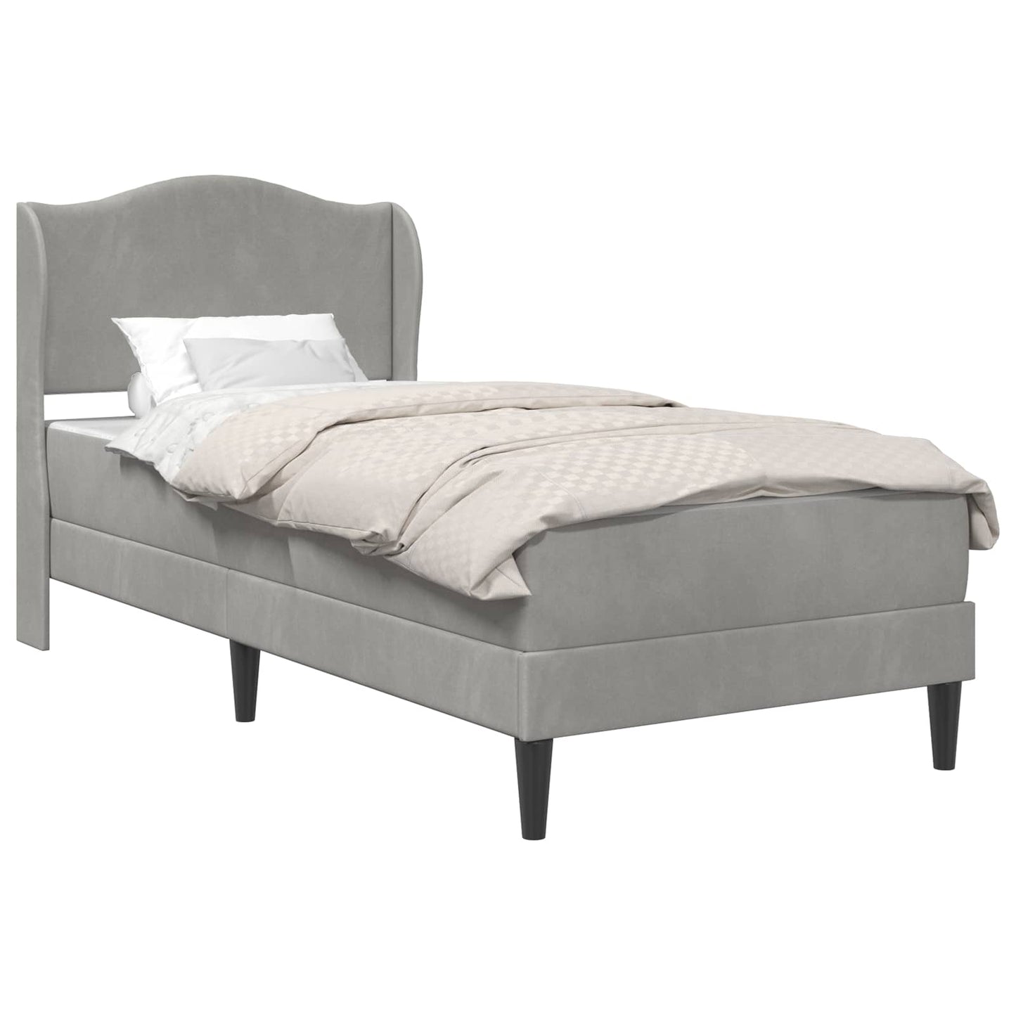 vidaXL Bed Frame with Headboard Light Grey 90 x 190 cm Velvet