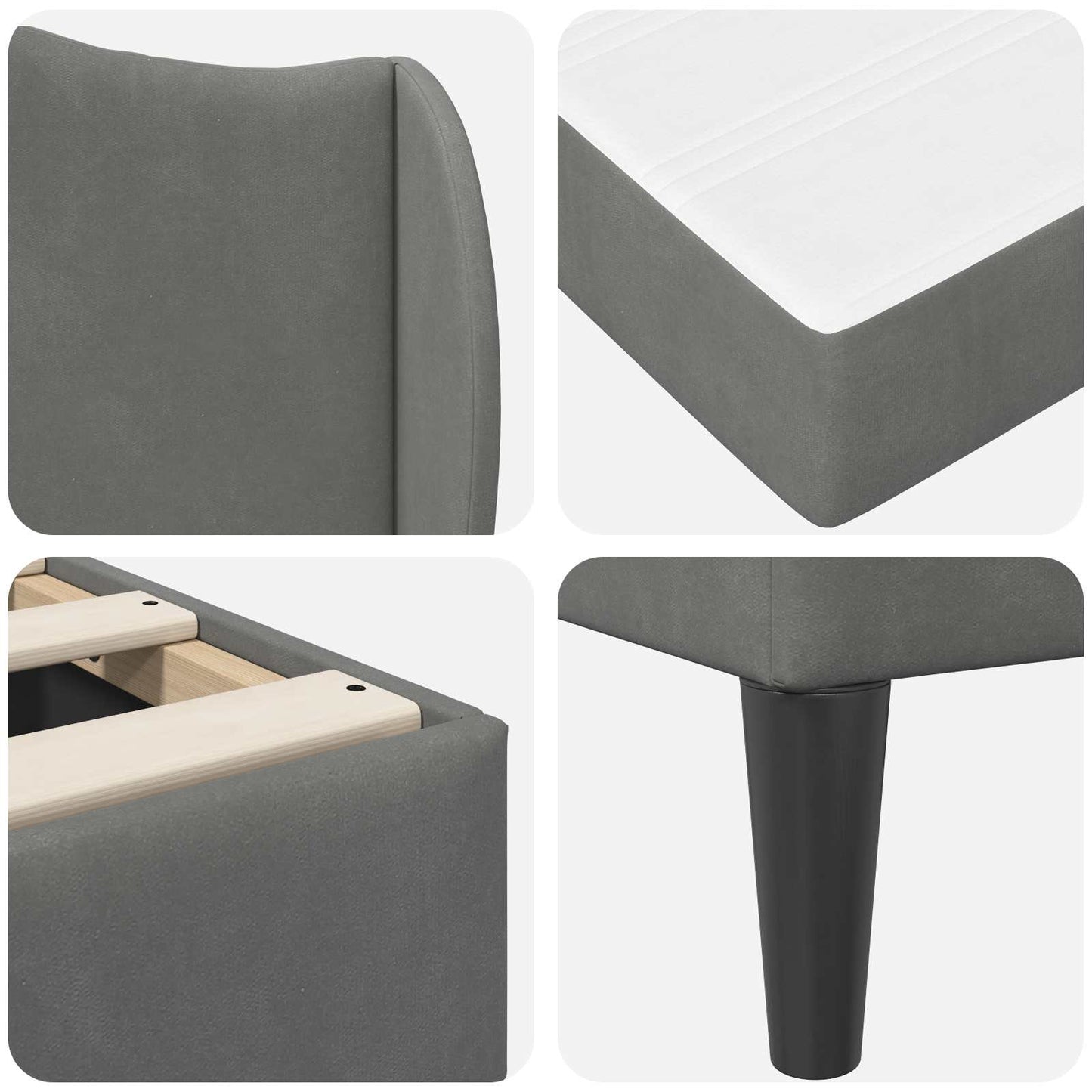 vidaXL Bed Frame with Headboard Dark Grey 90 x 190 cm Velvet