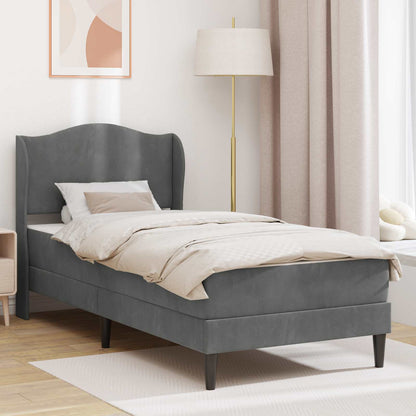vidaXL Bed Frame with Headboard Dark Grey 90 x 190 cm Velvet