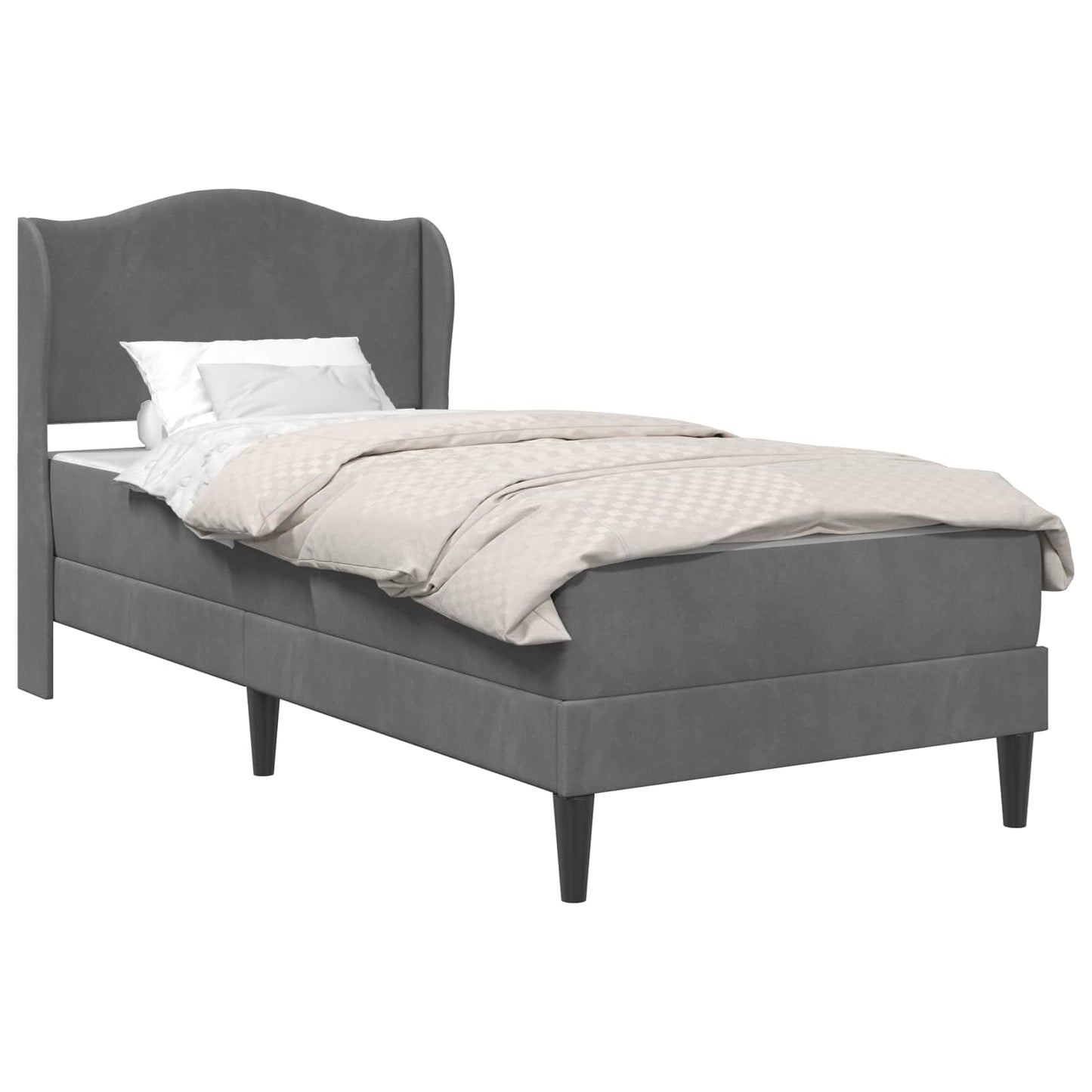 vidaXL Bed Frame with Headboard Dark Grey 90 x 190 cm Velvet