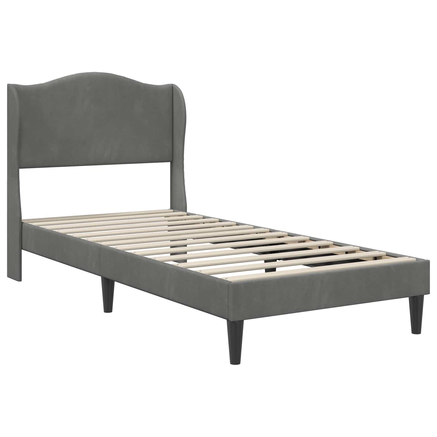vidaXL Bed Frame with Headboard Dark Grey 90 x 190 cm Velvet