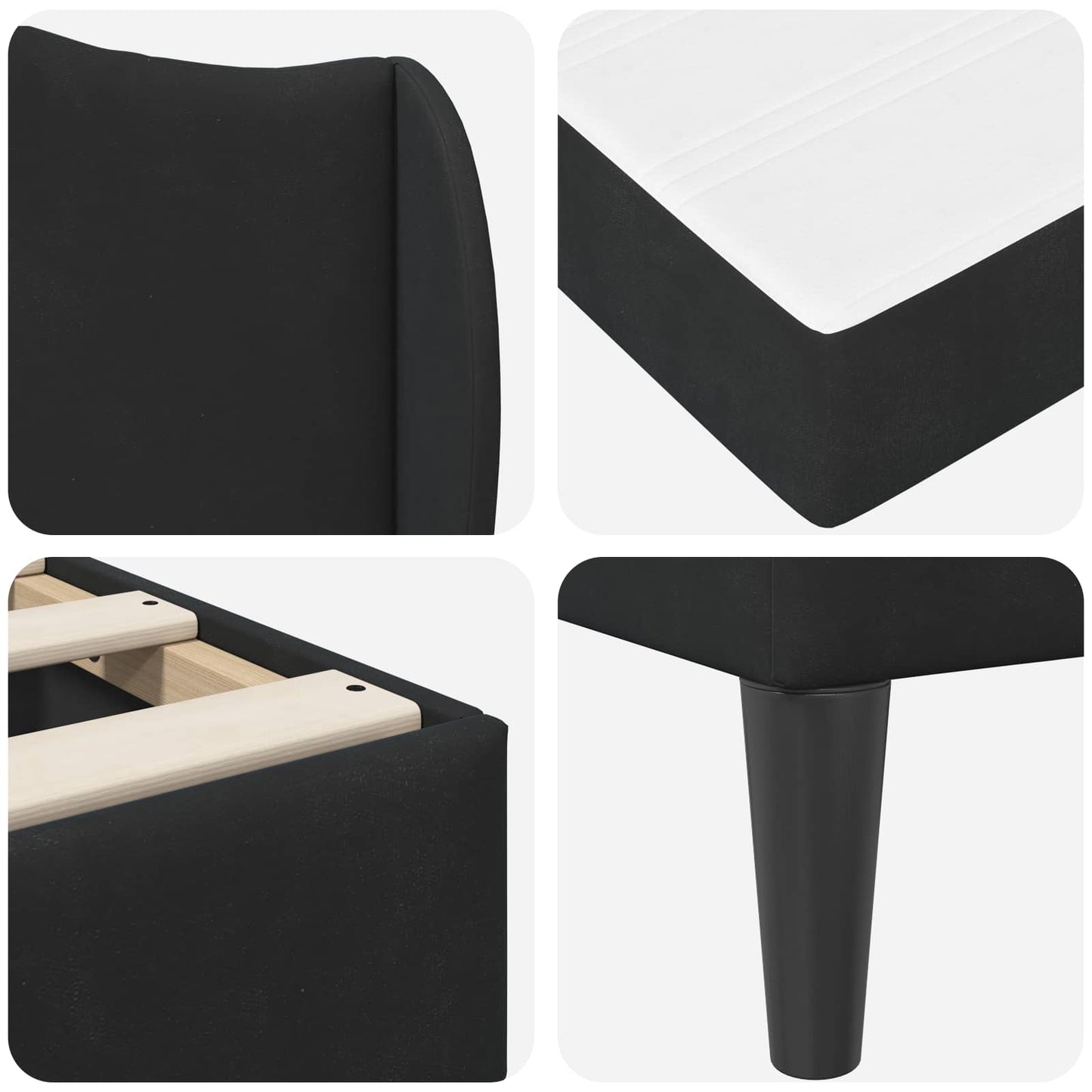 vidaXL Bed Frame with Headboard Black 90 x 190 cm Velvet