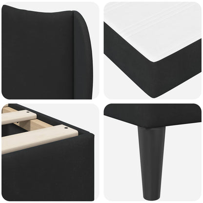 vidaXL Bed Frame with Headboard Black 90 x 190 cm Velvet