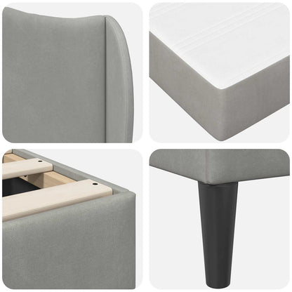 vidaXL Bed Frame with Headboard Light Grey 180 x 200 cm Velvet