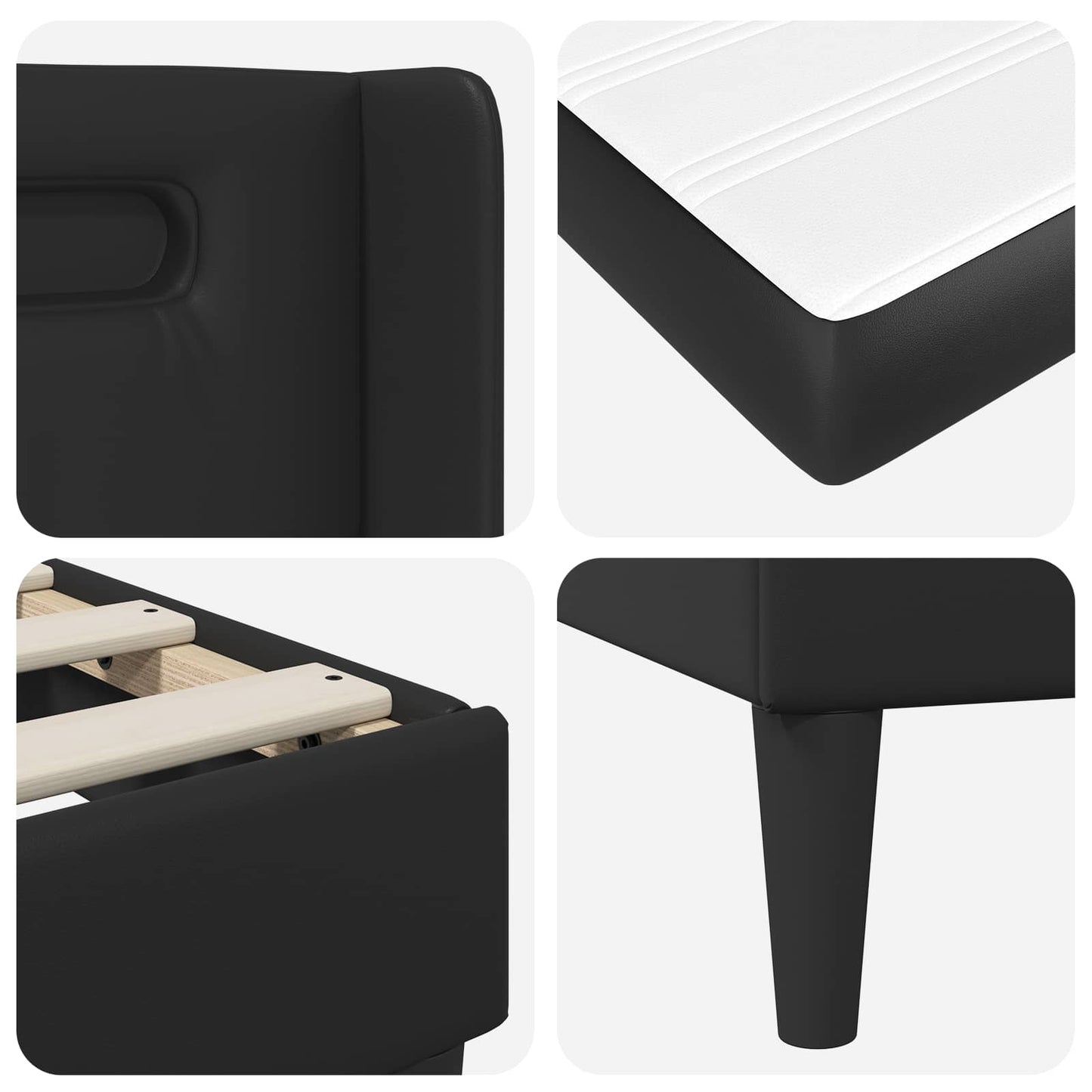 vidaXL Bed Frame with LED Strip Lights Black 90 x 190 cm Faux Leather