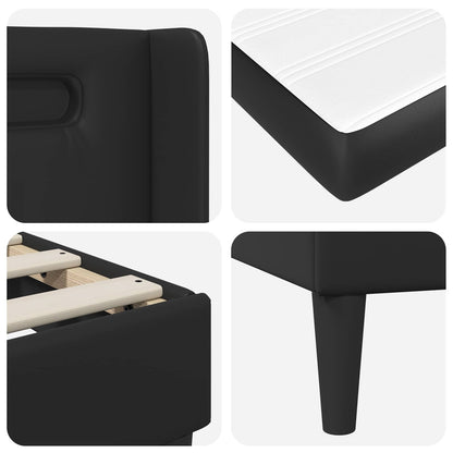 vidaXL Bed Frame with LED Strip Lights Black 90 x 190 cm Faux Leather
