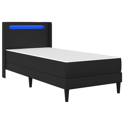 vidaXL Bed Frame with LED Strip Lights Black 90 x 190 cm Faux Leather