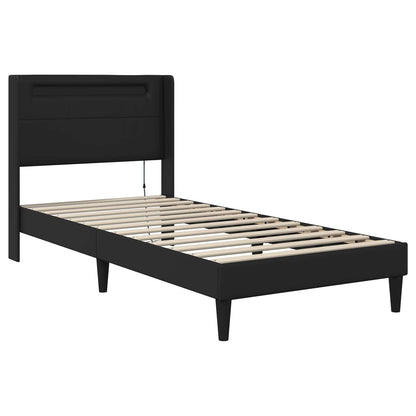 vidaXL Bed Frame with LED Strip Lights Black 90 x 190 cm Faux Leather