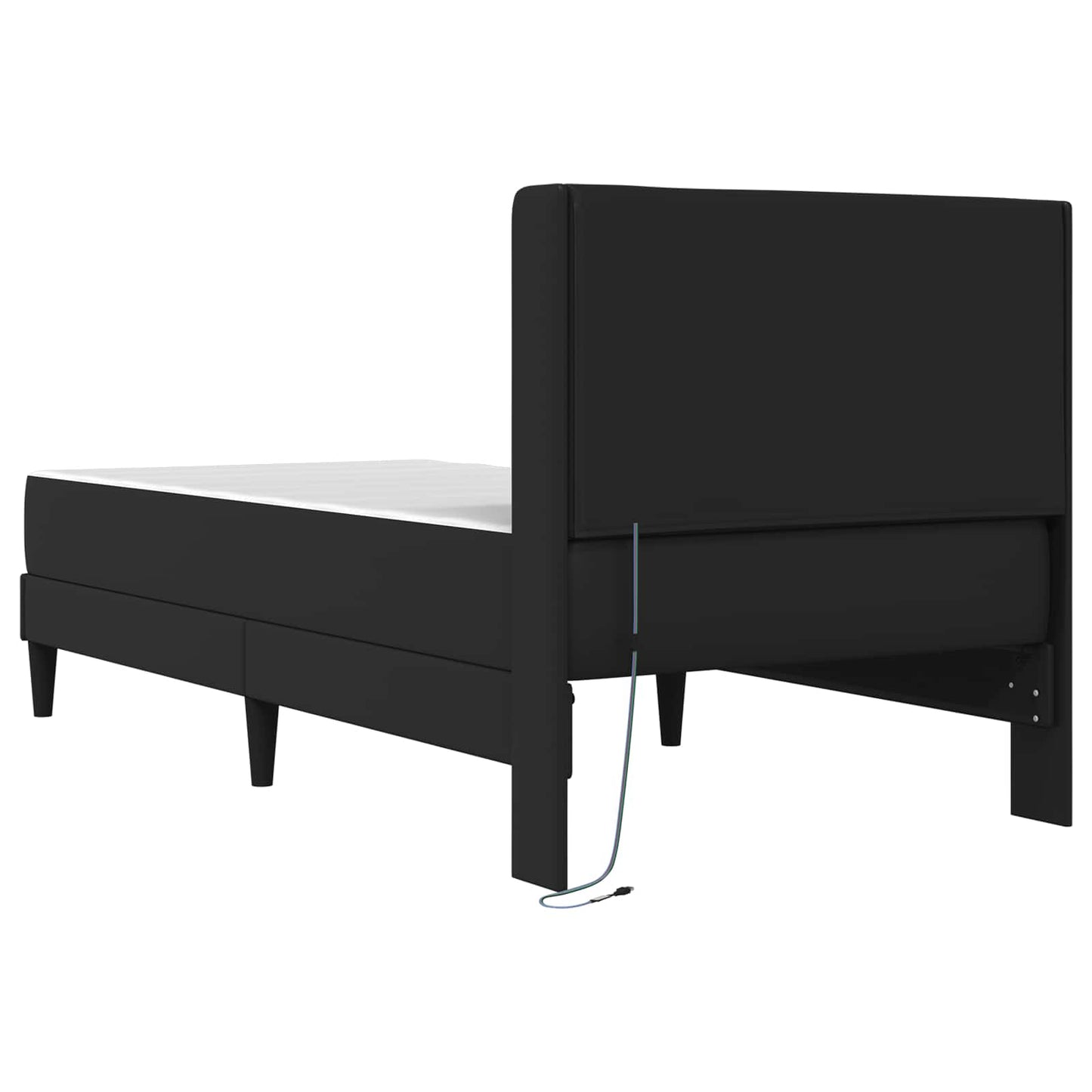 vidaXL Bed Frame with LED Strip Lights Black 90 x 190 cm Faux Leather