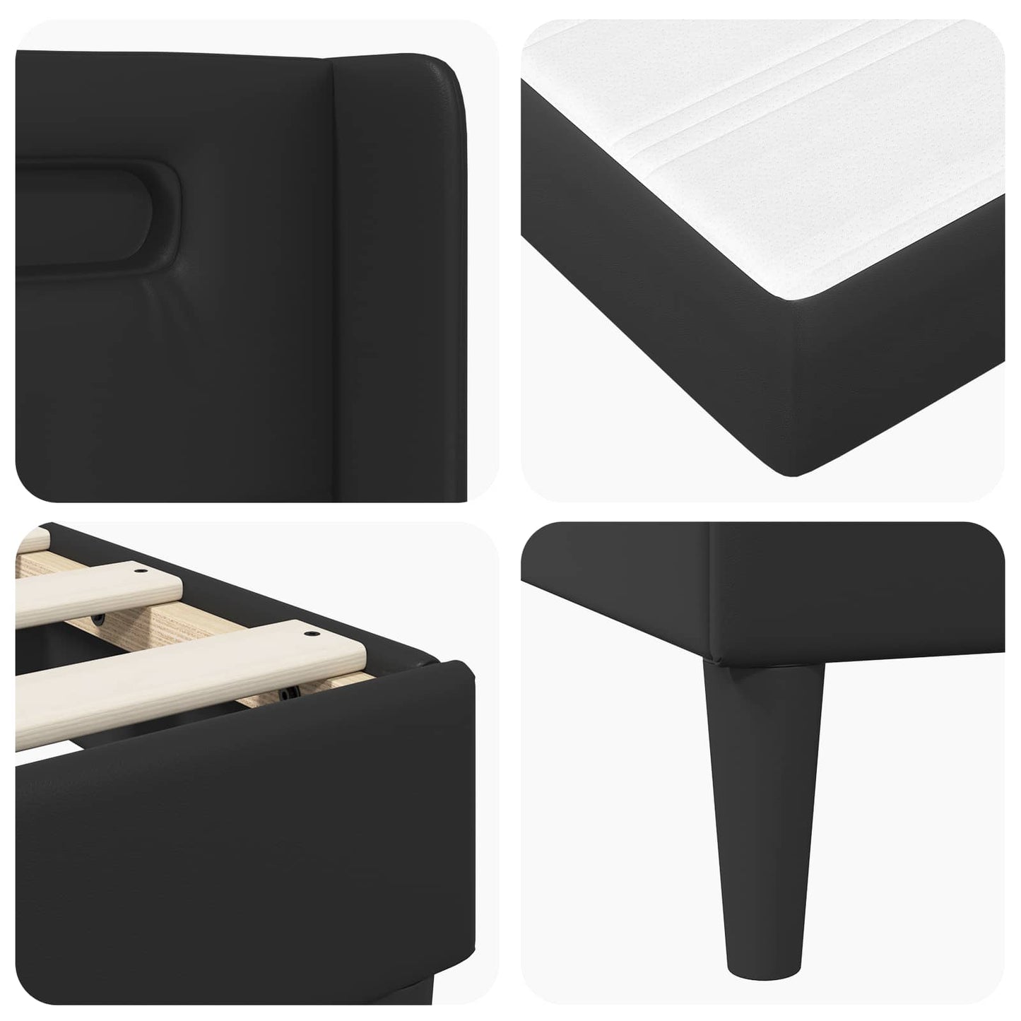 vidaXL Bed Frame with LED Strip Lights Black 180 x 200 cm Faux Leather
