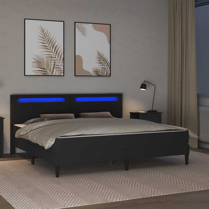 vidaXL Bed Frame with LED Strip Lights Black 180 x 200 cm Faux Leather