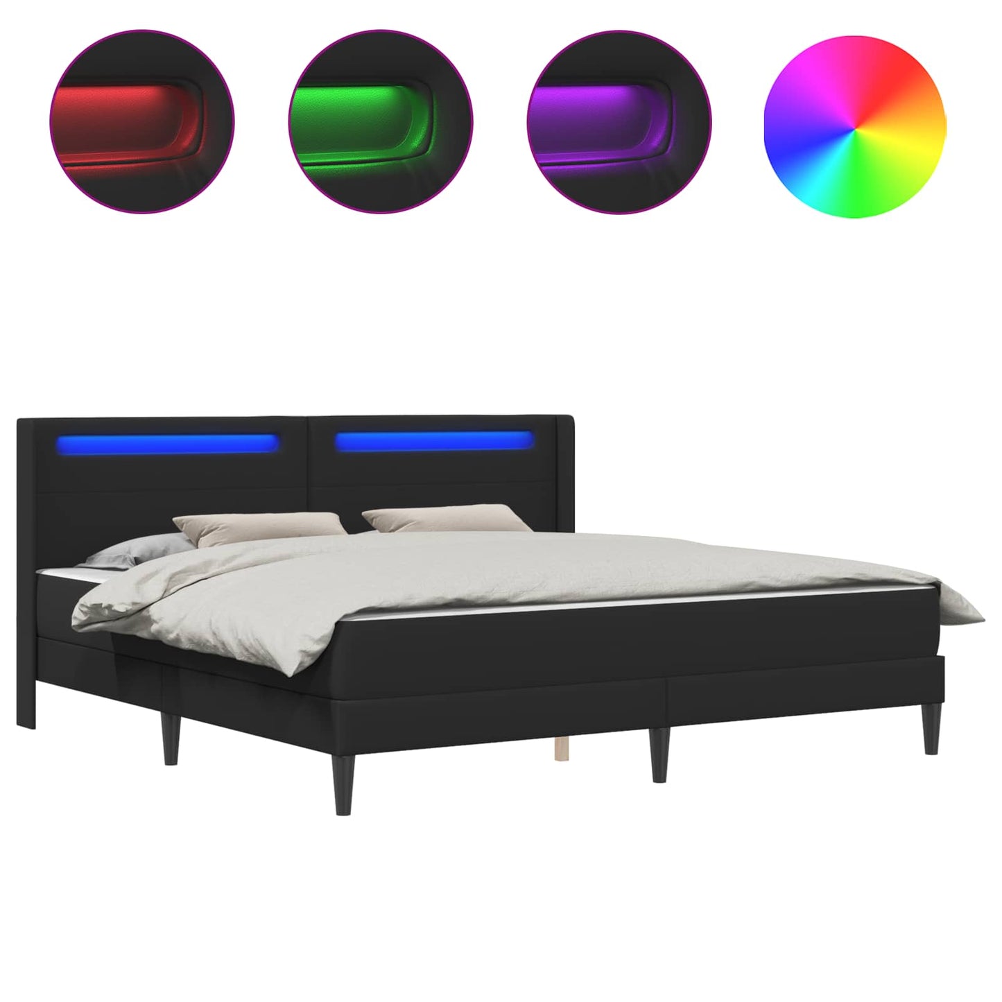 vidaXL Bed Frame with LED Strip Lights Black 180 x 200 cm Faux Leather