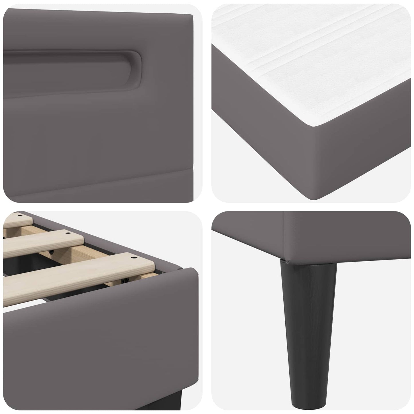 vidaXL Bed Frame with LED Strip Lights Grey 90 x 190 cm Faux Leather