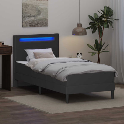 vidaXL Bed Frame with LED Strip Lights Grey 90 x 190 cm Faux Leather