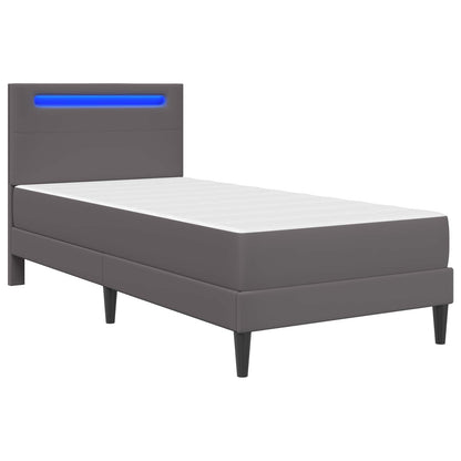 vidaXL Bed Frame with LED Strip Lights Grey 90 x 190 cm Faux Leather