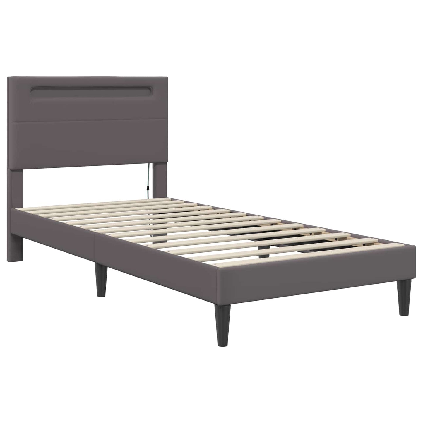 vidaXL Bed Frame with LED Strip Lights Grey 90 x 190 cm Faux Leather