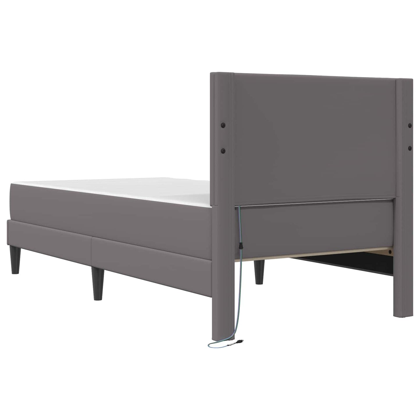 vidaXL Bed Frame with LED Strip Lights Grey 90 x 190 cm Faux Leather