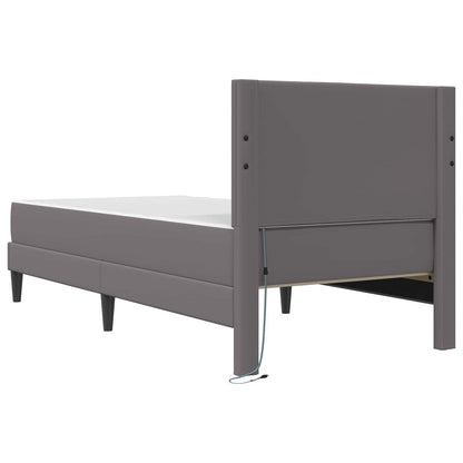 vidaXL Bed Frame with LED Strip Lights Grey 90 x 190 cm Faux Leather