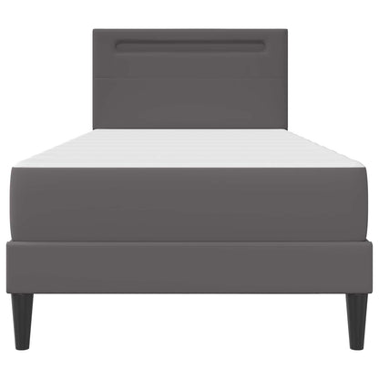 vidaXL Bed Frame with LED Strip Lights Grey 90 x 190 cm Faux Leather