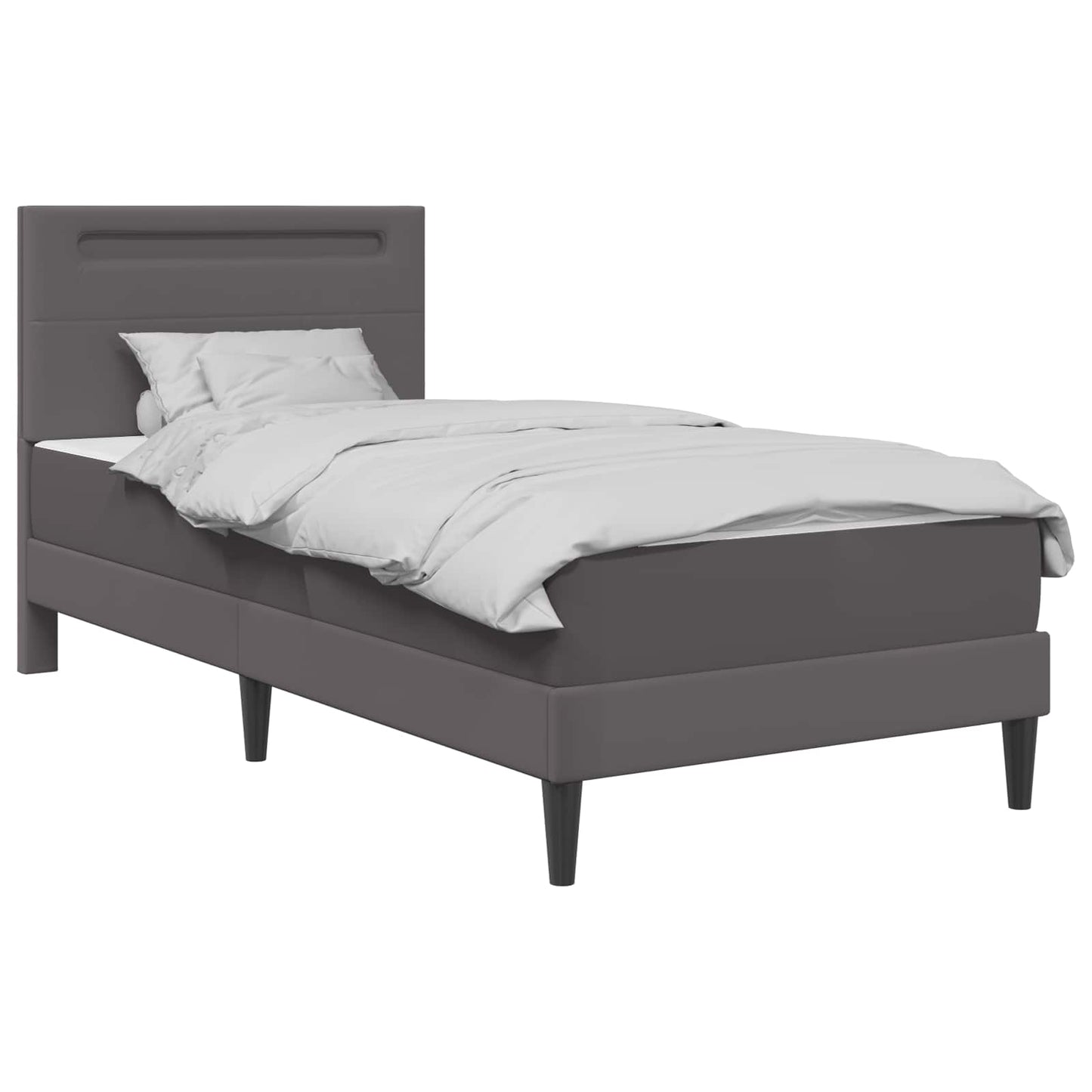 vidaXL Bed Frame with LED Strip Lights Grey 90 x 190 cm Faux Leather
