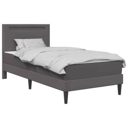 vidaXL Bed Frame with LED Strip Lights Grey 90 x 190 cm Faux Leather