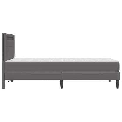 vidaXL Bed Frame with LED Strip Lights Grey 90 x 190 cm Faux Leather