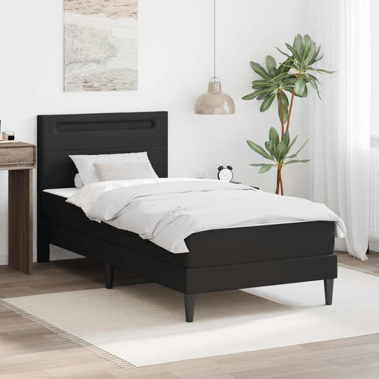 vidaXL Bed Frame with LED Strip Lights Black 90 x 190 cm Faux Leather