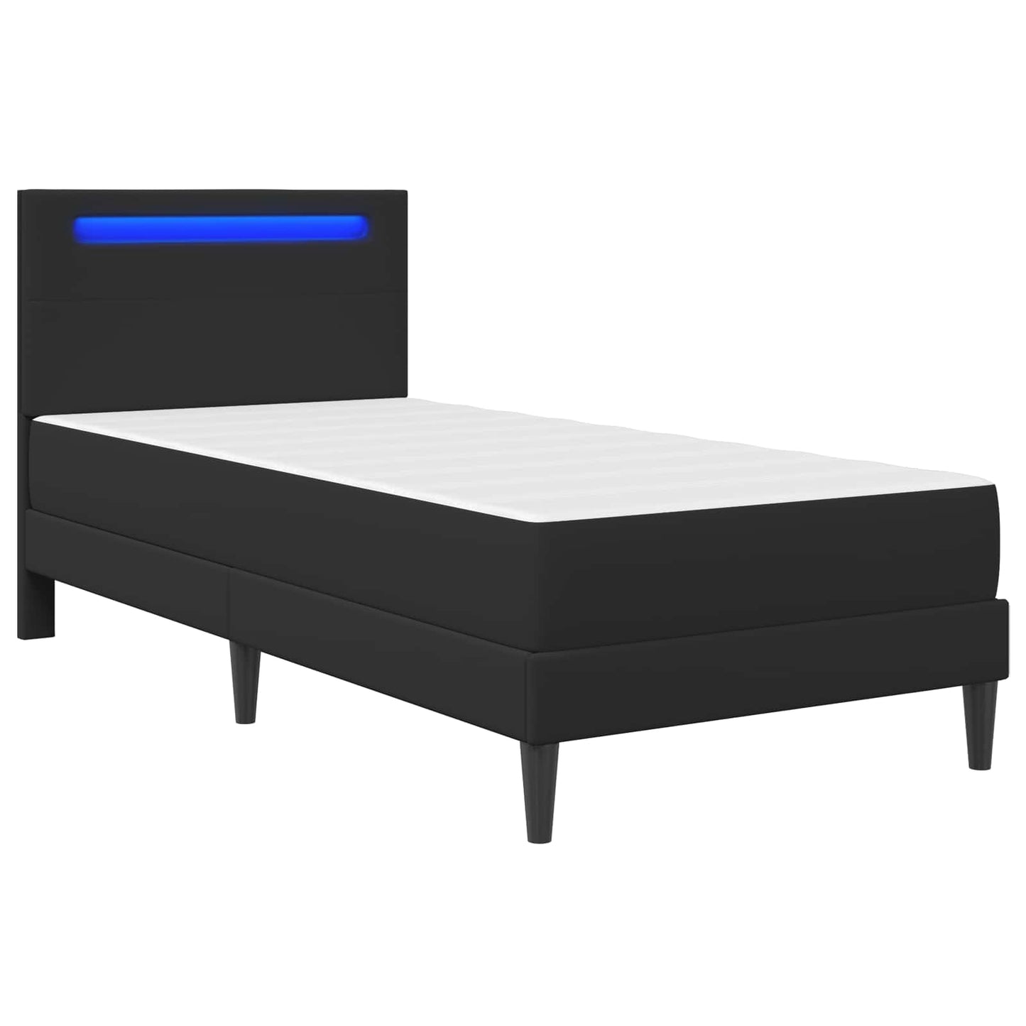 vidaXL Bed Frame with LED Strip Lights Black 90 x 190 cm Faux Leather