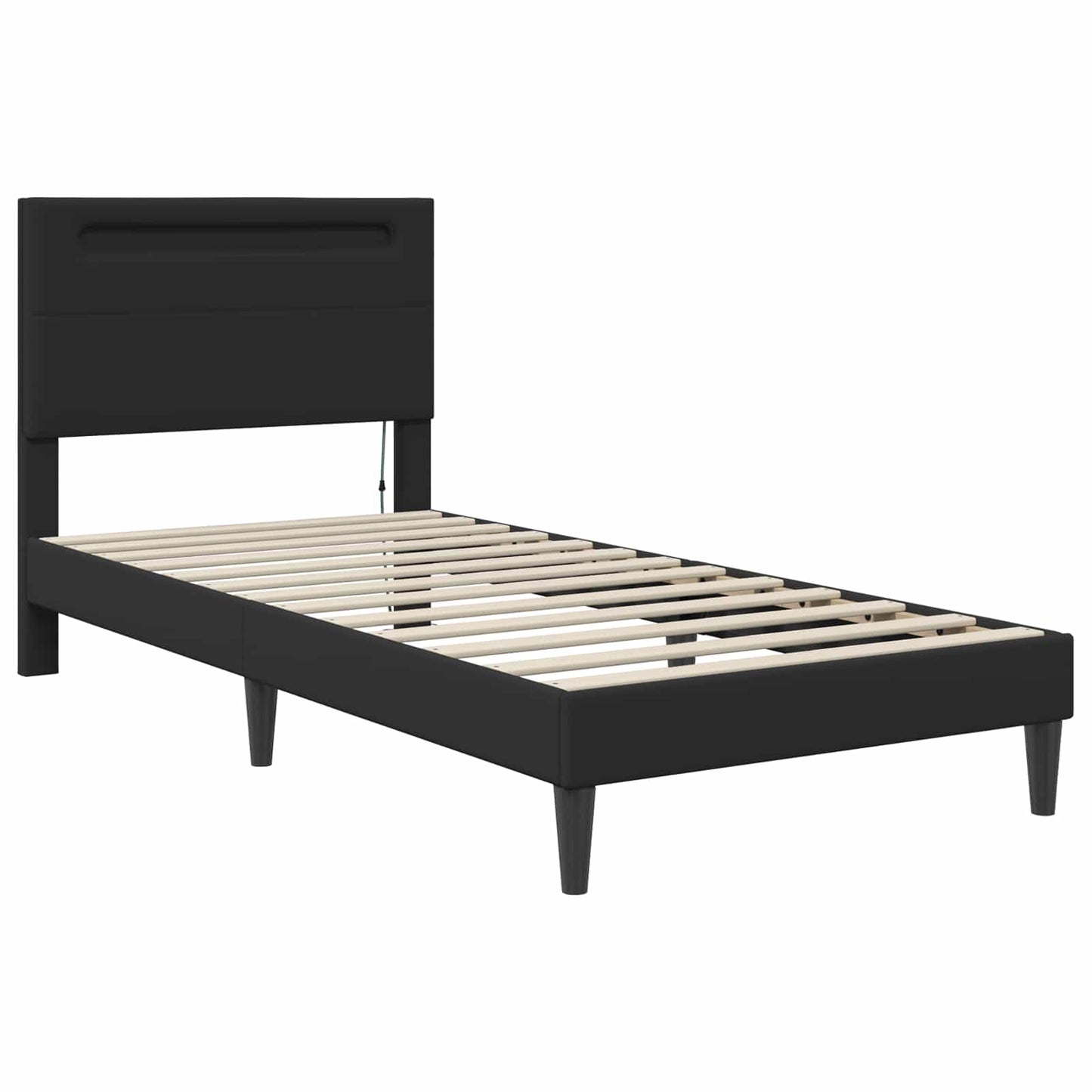 vidaXL Bed Frame with LED Strip Lights Black 90 x 190 cm Faux Leather