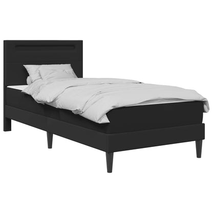 vidaXL Bed Frame with LED Strip Lights Black 90 x 190 cm Faux Leather
