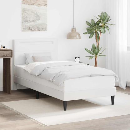 vidaXL Bed Frame with LED Strip Lights White 90 x 190 cm Faux Leather