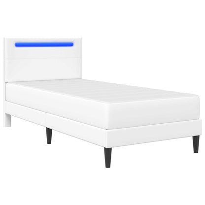 vidaXL Bed Frame with LED Strip Lights White 90 x 190 cm Faux Leather