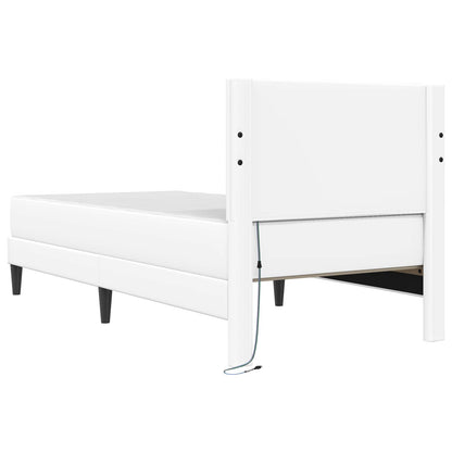 vidaXL Bed Frame with LED Strip Lights White 90 x 190 cm Faux Leather