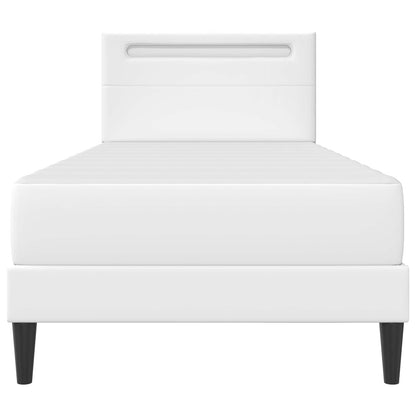 vidaXL Bed Frame with LED Strip Lights White 90 x 190 cm Faux Leather